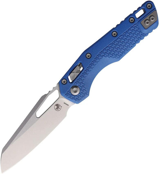 Microtech Ram-Lok Tri Grip Knife Blue Tri-Grip Polymer Handle EDC Tactical Knife with Stonewash M390MK Blade 5in Closed by Microtech