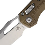 Microtech MSI Ram Lok Tri Grip Knife Dark Earth Handle Premium Everyday Carry M390MK Stonewash Blade 5 Inch Closed by Microtech