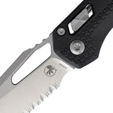 Microtech Ram-Lok MSI Folding Knife Black Tri-Grip M390 Sheepsfoot Partial Serrations 3.75in Blade For EDC Enthusiasts by Microtech