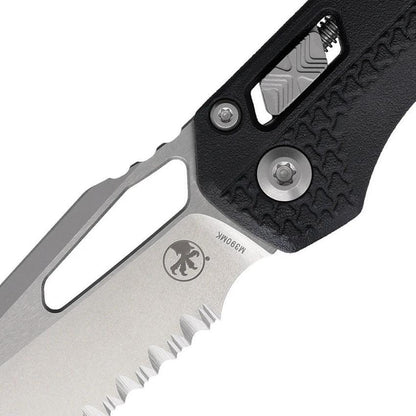 Microtech Ram-Lok MSI Folding Knife Black Tri-Grip M390 Sheepsfoot Partial Serrations 3.75in Blade For EDC Enthusiasts by Microtech