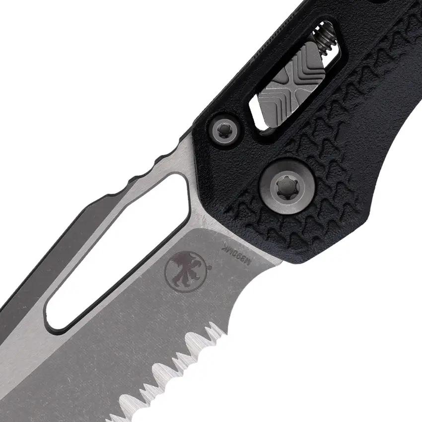 Microtech MSI Ram Lok Tri Grip Knife With Serrated M390 Blade Black Handle EDC Ready by Microtech