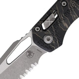 Microtech Ram-Lok AP FS Tiger Stripe Folding Knife Partially Serrated Bohler M390MK Blade Closed For EDC Enthusiasts by Microtech