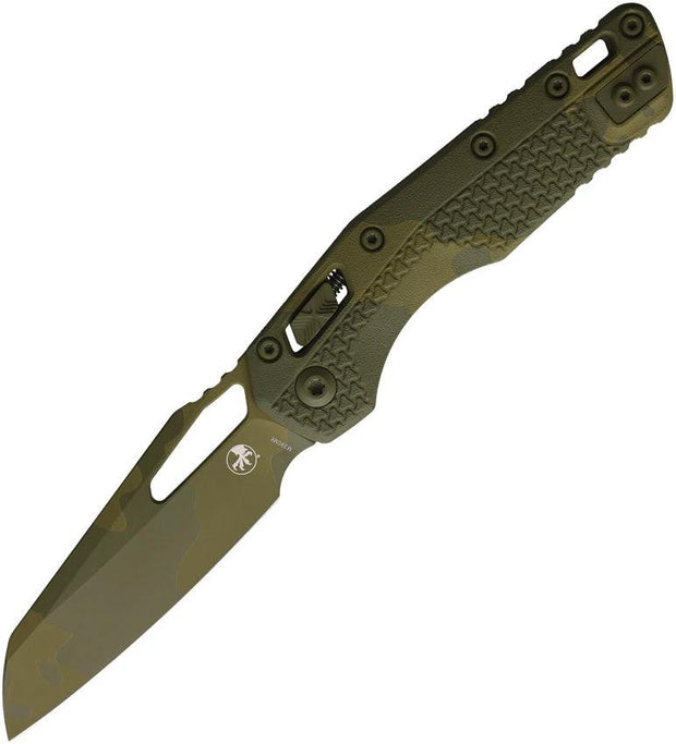Microtech Ram-Lok Tri Grip Camo Knife With 3.75 Inch Bohler M390MK Sheepsfoot Blade Pocket Clip For Tactical EDC Fans by Microtech