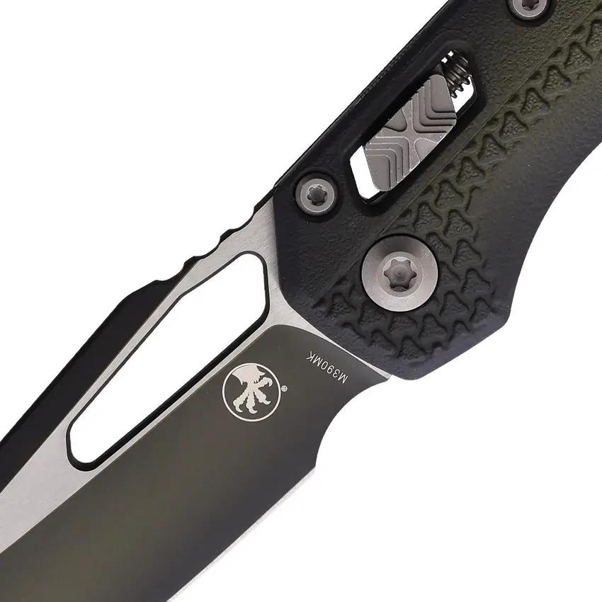 Microtech RamLok Tri Grip Bazooka Green Tactical Knife For Collectors 5in Closed 3.75in M390MK Blade Thumb Pull by Microtech