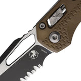 Microtech Ram-Lok Tri Grip Knife DE 210T-2PMDE With Partially Serrated Bohler M390MK Blade And Dark Earth Tri-Grip Handle by Microtech