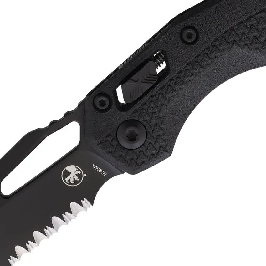 Microtech Ram Lok Tri Grip Knife Black 210T 2TPM Two Tone Sheepsfoot M390MK Blade Tactical EDC by Microtech
