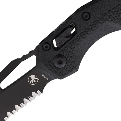 Microtech Ram Lok Tri Grip Knife Black 210T 2TPM Two Tone Sheepsfoot M390MK Blade Tactical EDC by Microtech