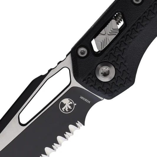 Microtech Ram-Lok Tri Grip Black FS Folding Knife With M390 Sheepsfoot Blade For Tactical Professionals by Microtech