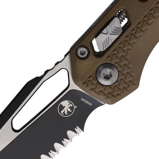 Microtech Ram Lok Tri Grip Knife Dark Earth Handle With M390MK Blade 5 Inch Closed For Tactical EDC Enthusiasts by Microtech