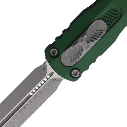 Microtech Auto Dirac Double Edge OTF Knife Emerald Green Aluminum Handle Glass Breaker 3 Inch M390 For Tactical EDC by Microtech