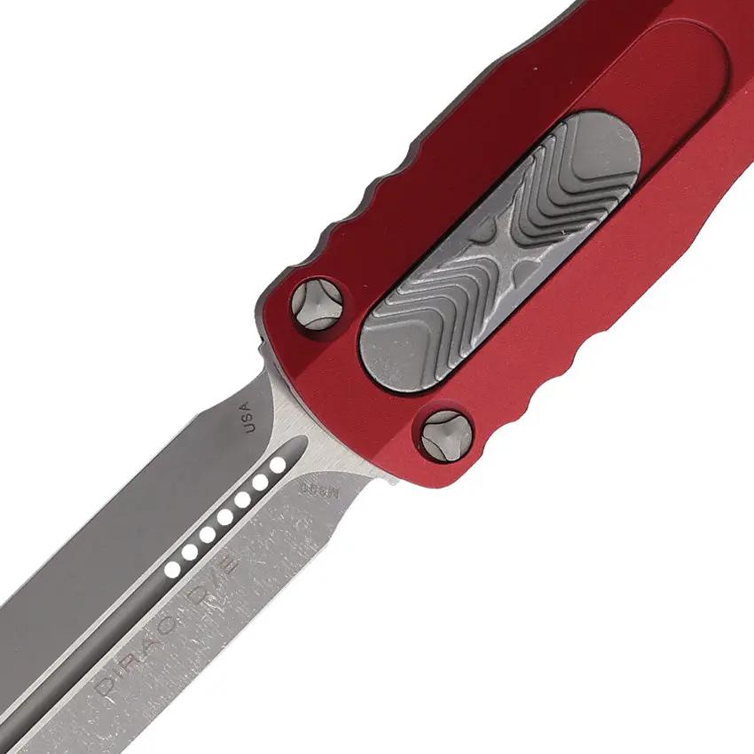 Microtech Auto Dirac D E OTF Merlot Aluminum Handle Dagger For Tactical Knife Enthusiasts Apocalyptic Finish by Microtech