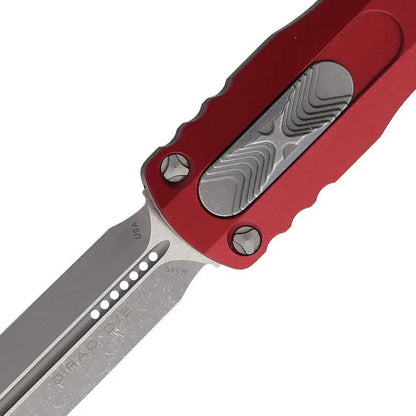 Microtech Auto Dirac D E OTF Merlot Aluminum Handle Dagger For Tactical Knife Enthusiasts Apocalyptic Finish by Microtech