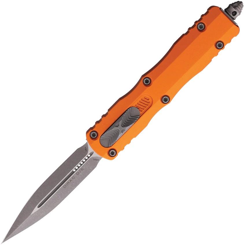 Microtech Dirac Auto DE OTF Knife With Apocalyptic Finish M390 Blade Orange Aluminum Handle Glass Breaker For EDC Fans by Microtech