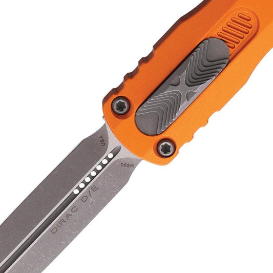 Microtech Dirac Auto DE OTF Knife With Apocalyptic Finish M390 Blade Orange Aluminum Handle Glass Breaker For EDC Fans by Microtech