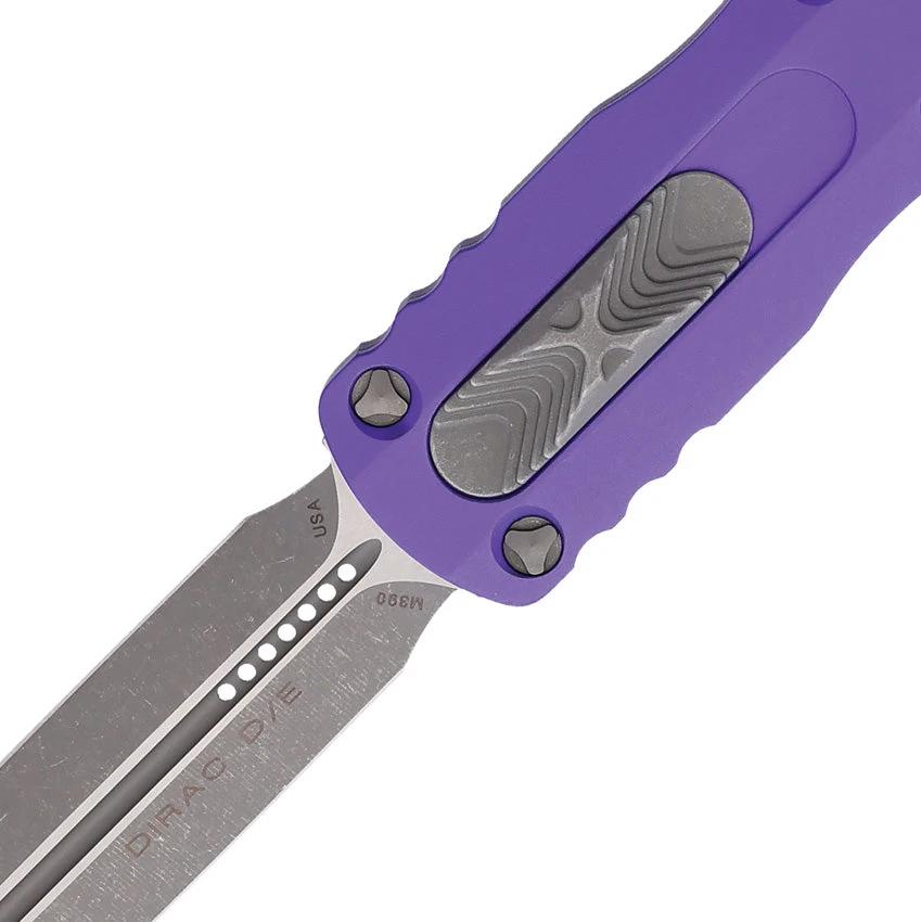 Microtech Auto Dirac D E OTF Knife For Tactical Enthusiasts With Purple Apocalyptic Finish Glass Breaker by Microtech