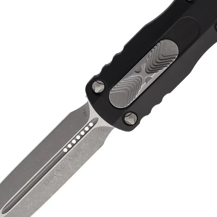 Microtech Dirac DE OTF Auto Knife 22510AP M390 Dagger Blade Apocalyptic Finish Black Aluminum For Collectors by Microtech