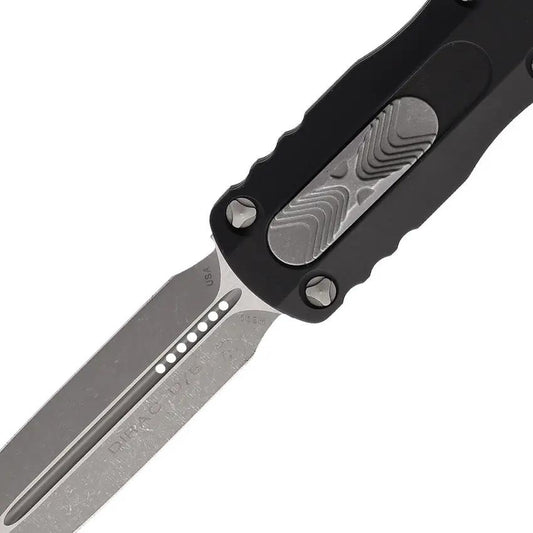 Microtech Dirac DE OTF Auto Knife 22510AP M390 Dagger Blade Apocalyptic Finish Black Aluminum For Collectors by Microtech