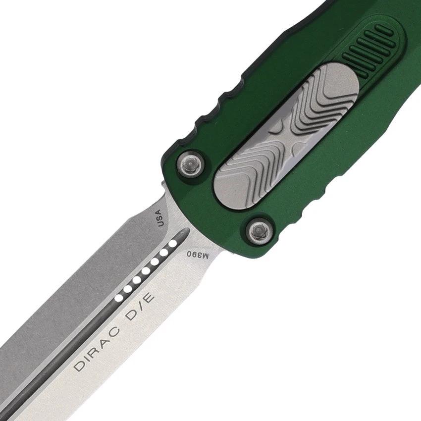 Microtech Auto Dirac D E OTF Emerald Green Aluminum Handle Automatic Opening 3 Inch M390 Dagger Knife For EDC Fans by Microtech