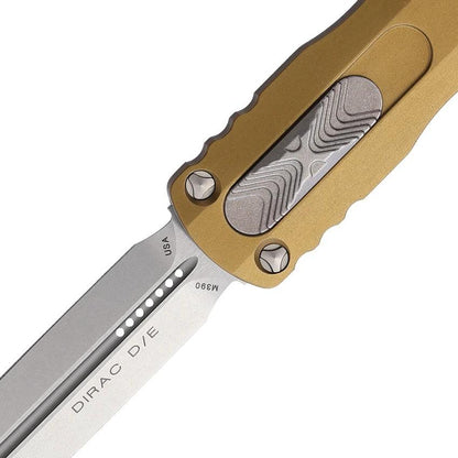 Microtech Auto Dirac DE OTF Knife Tan Aluminum Handle With Glass Breaker Pocket Clip EDC by Microtech