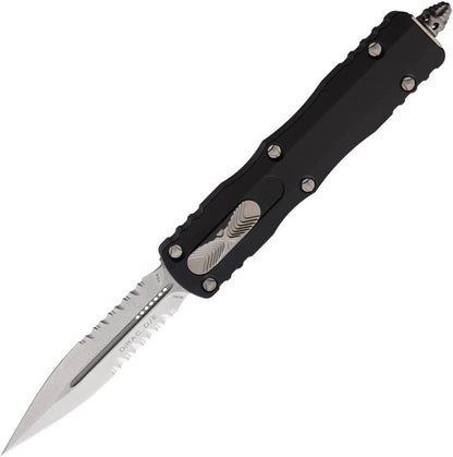 Microtech Dirac DE OTF Auto Knife Black Partially Serrated Stonewash Blade Glass Breaker For Tactical Enthusiasts by Microtech