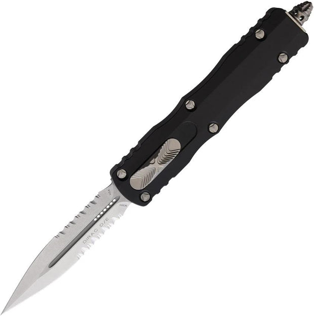 Microtech Dirac DE OTF Auto Knife Black Partially Serrated Stonewash Blade Glass Breaker For Tactical Enthusiasts by Microtech