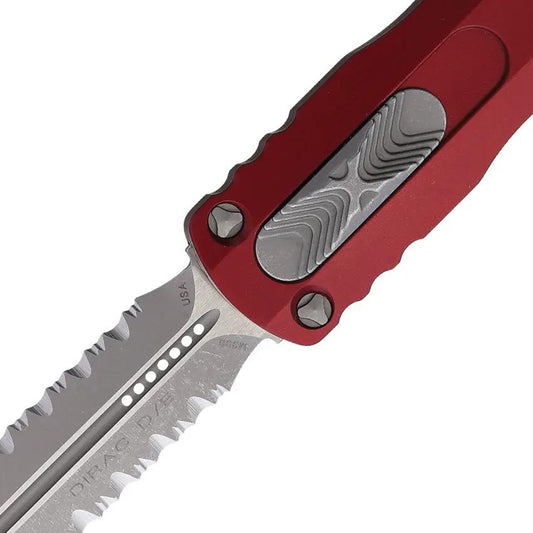 Microtech Auto Dirac DE OTF Knife for EDC Enthusiasts with Merlot Aluminum Handle Glass Breaker by Microtech