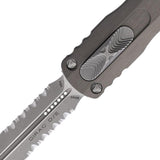 Microtech Auto Dirac D E OTF Knife with 3 Inch Serrated Blade AP Finish Gray Aluminum Handle for Tactical Pros by Microtech