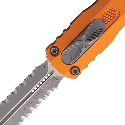 Microtech Auto Dirac DE OTF EDC Knife Bold Orange Aluminum Handle Glass Breaker 3 Inch Double Edge Dagger Blade by Microtech