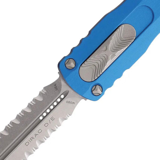 Microtech Dirac DE OTF Auto Knife Blue Aluminum Handle Glass Breaker For EDC Enthusiasts by Microtech