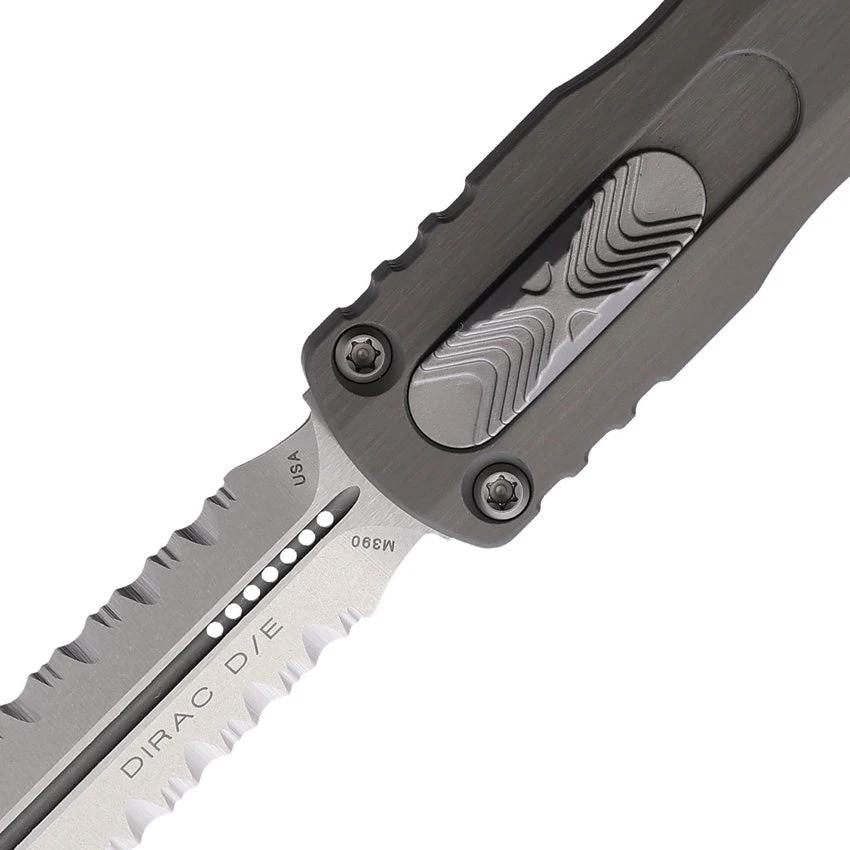 Microtech Auto Dirac D E OTF Knife Gray Aluminum Handle With Glass Breaker Pocket Clip For EDC Enthusiasts by Microtech