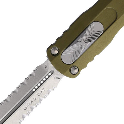 Microtech Auto Dirac Double Edge OTF Knife In OD Green Aluminum With Glass Breaker EDC Tactical by Microtech