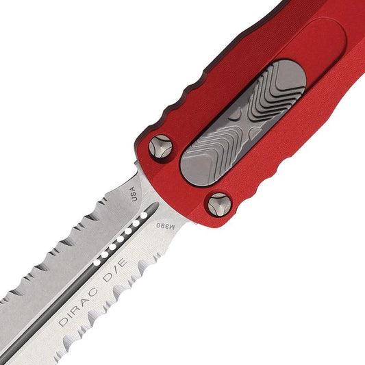 Microtech Auto Dirac DE OTF Knife Red Premium Aluminum Handle M390 3 Inch Blade Glass Breaker For EDC Enthusiasts by Microtech
