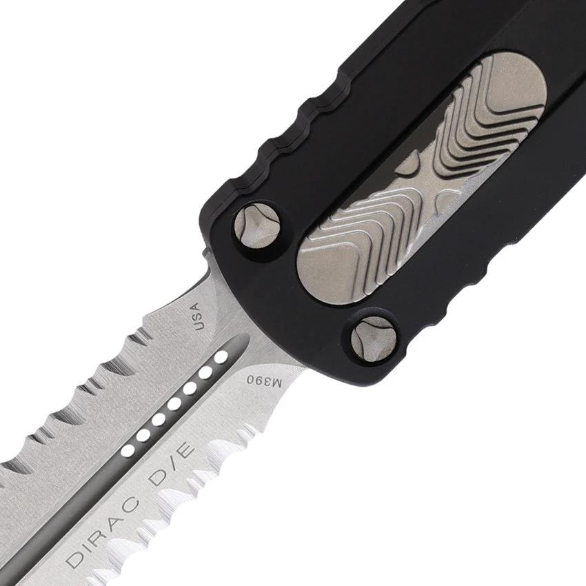 Microtech Dirac DE OTF Auto Knife Black Partially Serrated Stonewash Blade Glass Breaker For Tactical Enthusiasts by Microtech