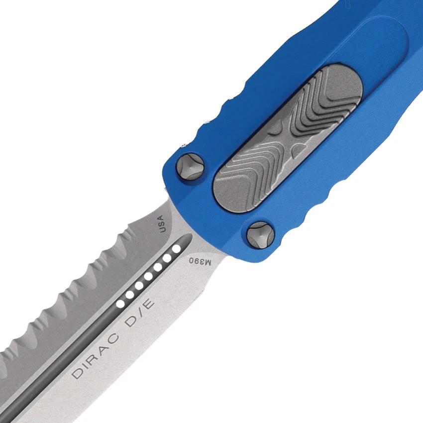 Microtech Auto Dirac D E OTF Knife Blue Aluminum Handle Glass Breaker For EDC Tactical Enthusiasts by Microtech