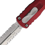Microtech Auto Dirac DE OTF Knife With Stonewash Serrated Dagger Blade Merlot Aluminum Handle Glass Breaker For EDC by Microtech