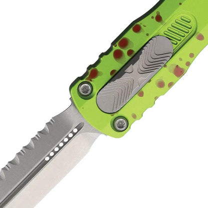 Microtech Auto Dirac Double Edge OTF Knife With Zombie Tech Aluminum Handle Serrated 3in Blade For EDC Enthusiasts by Microtech