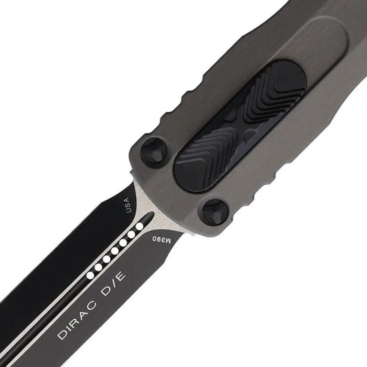 Microtech Auto Dirac D E OTF Knife For EDC Enthusiasts Gray Aluminum Handle Glass Breaker Pocket Clip by Microtech
