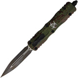 Microtech Auto Dirac OTF Outbreak D E Knife 4.38in Closed 3.0in Double Edge Blade Aluminum Handle For EDC Enthusiasts by Microtech