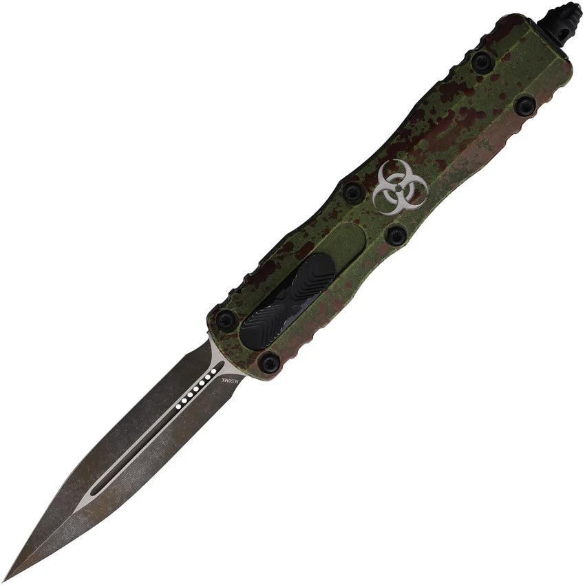 Microtech Auto Dirac OTF Outbreak D E Knife 4.38in Closed 3.0in Double Edge Blade Aluminum Handle For EDC Enthusiasts by Microtech