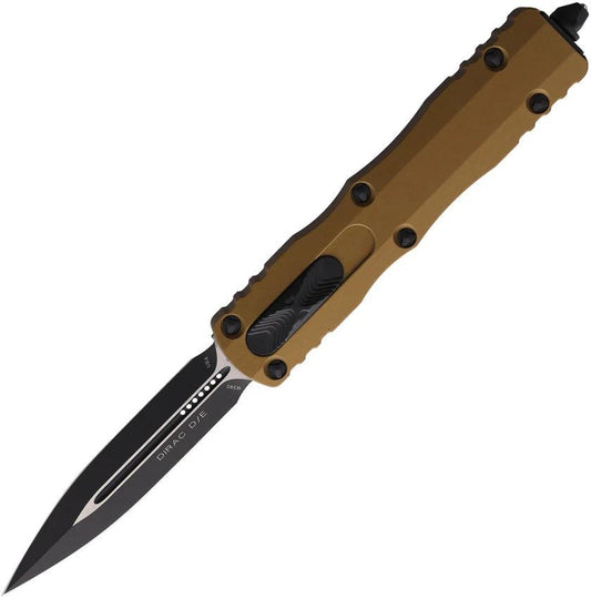 Microtech Auto Dirac D E OTF Knife Tan Aluminum Handle Glass Breaker Lanyard Pocket Clip For Tactical EDC Collectors by Microtech