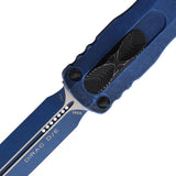 Microtech Auto Dirac D E OTF Knife Weathered Blue Aluminum Handle With M390 Blade Glass Breaker Pocket Clip For EDC by Microtech