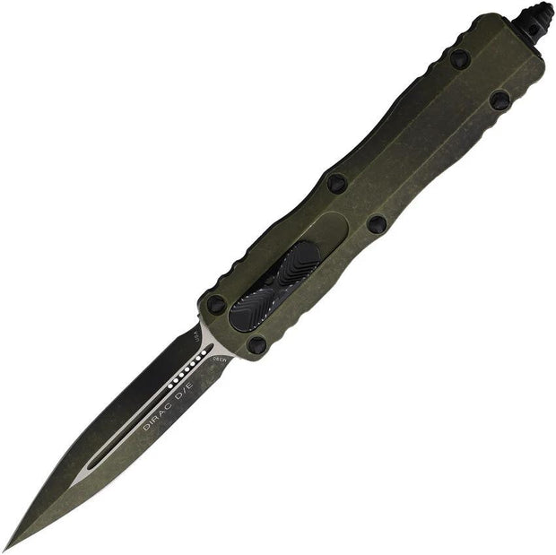 Microtech Dirac Double Edge OTF Auto Knife Weathered Grenade Green Finish For EDC Enthusiasts by Microtech