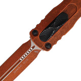 Microtech Auto Dirac DE OTF Knife Orange Aluminum Handle With 3 Inch M390 Double Edge Blade For Tactical Enthusiasts by Microtech