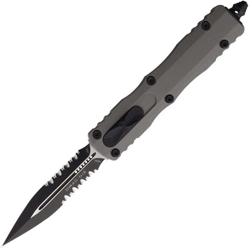 Microtech Auto Dirac DE OTF Knife Gray Aluminum Handle With Glass Breaker And Pocket Clip For Tactical Pros by Microtech