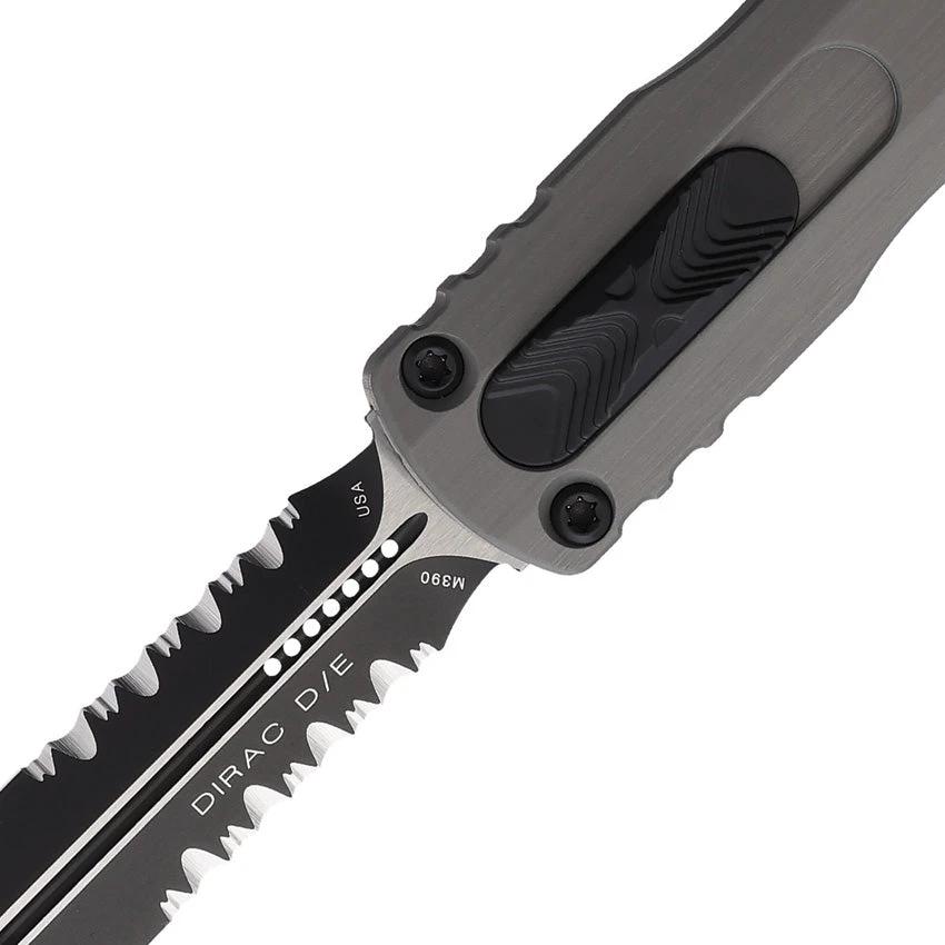 Microtech Auto Dirac DE OTF Knife Gray Aluminum Handle With Glass Breaker And Pocket Clip For Tactical Pros by Microtech