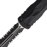 Microtech Auto Dirac DE OTF Knife Black 225-2T With Glass Breaker And Serrated Blade For EDC Enthusiasts by Microtech