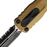 Microtech Auto Dirac DE OTF Knife Premium Steel Serrated Blade Tan Aluminum Handle Glass Breaker For EDC Enthusiasts by Microtech