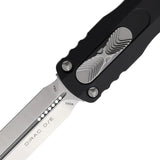 Microtech Auto Dirac D E OTF Knife With Double Edge Satin Blade Black Aluminum Handle Glass Breaker Pocket Clip For EDC by Microtech