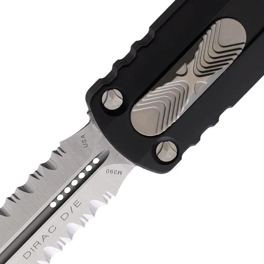 Microtech Auto Dirac DE OTF Dagger Satin Blade Black Aluminum Handle Glass Breaker EDC by Microtech