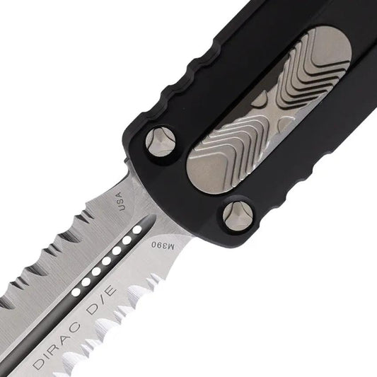 Microtech Auto Dirac DE OTF Dagger Satin Blade Black Aluminum Handle Glass Breaker EDC by Microtech
